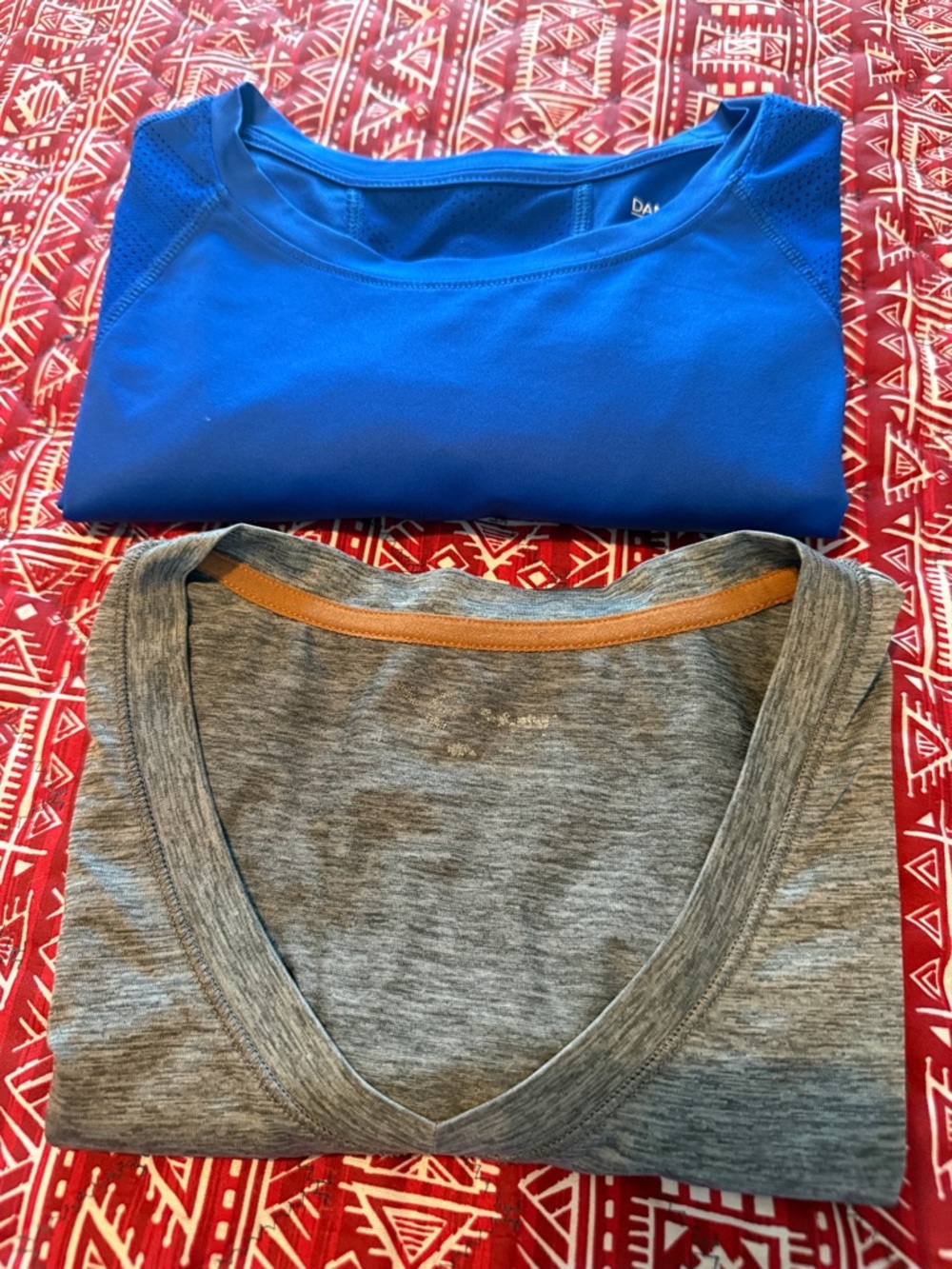 Danskin Short-Sleeve Active Crew Neck Top Blue & Xersion HeathrrGray Active Wear